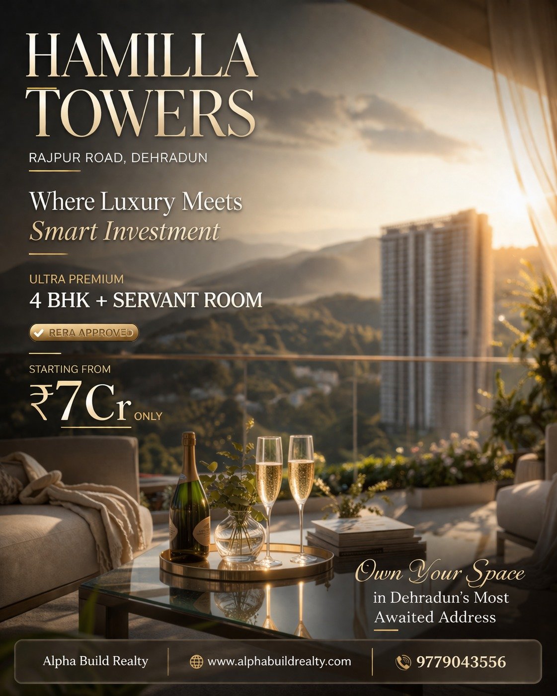 Luxury 3 BHK flat in Dehradun at Rajpur Road location